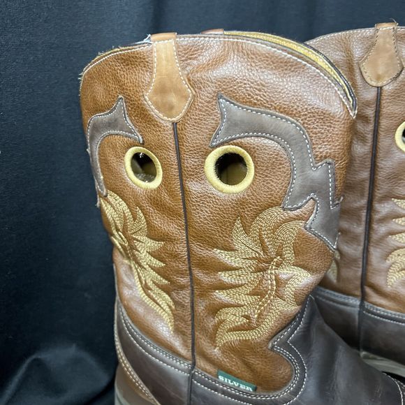 Silver Bull Mens Work Boots Brown leather cowboy size 11? - Picture 5 of 16